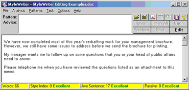 click to see the same office memo edited with StyleWriter