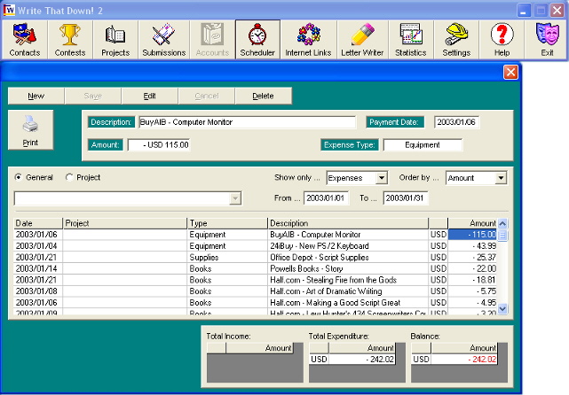 General Accounts Screenshot