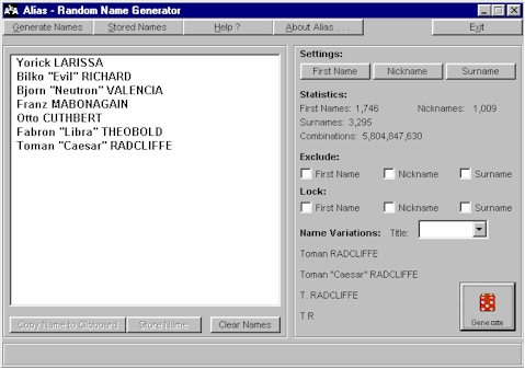 Random Name Generator Screenshot