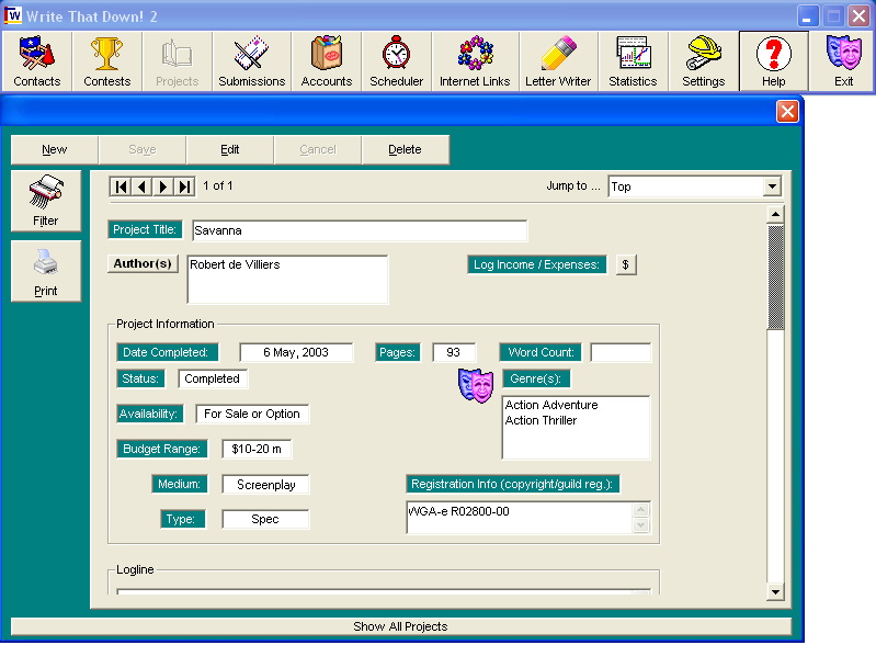 Projects Screenshot
