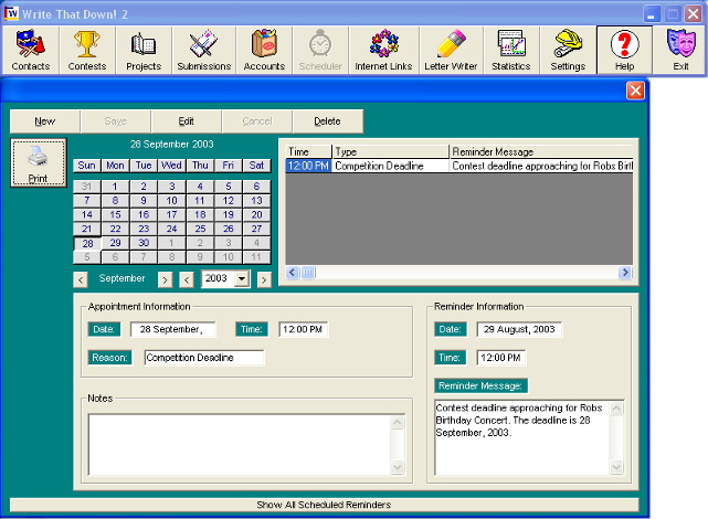Schedules Screenshot